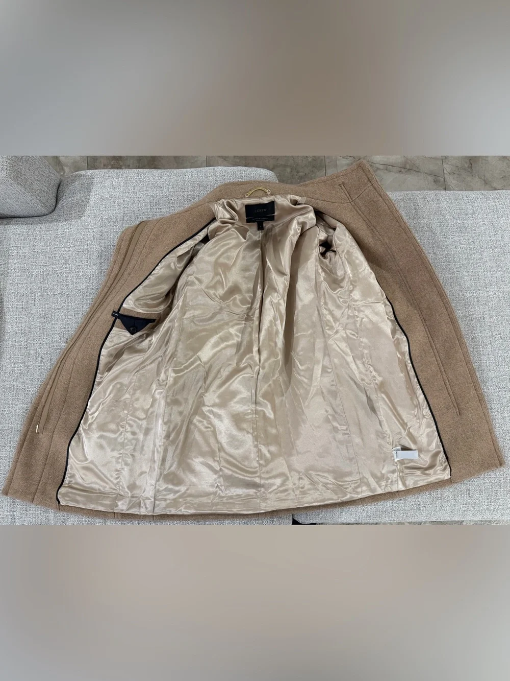 J. Crew Wool Stadium Cloth by Nello Gori Cocoon Coat Tan B2770 Size 6 - Picture 6 of 16
